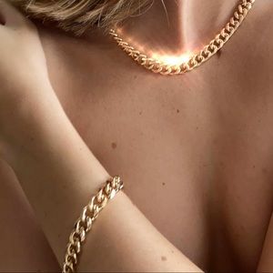 gold chain necklace & bracelet set